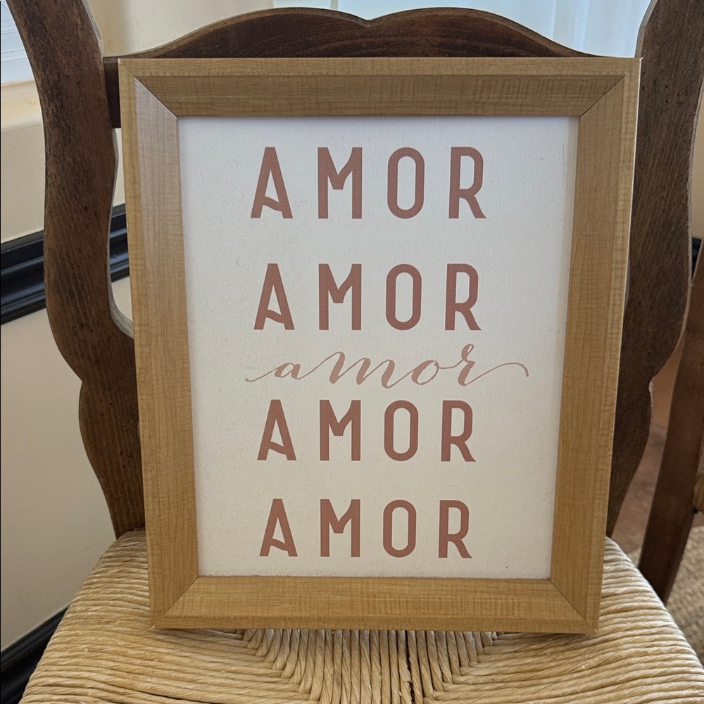 Amor Amor Amor 12X14 Wood Frame Artwork New